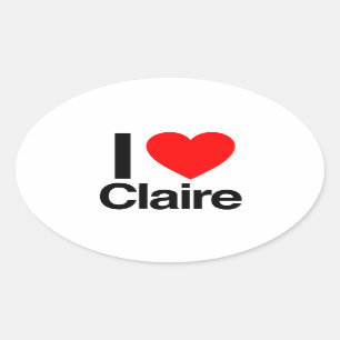 i love claire oval sticker