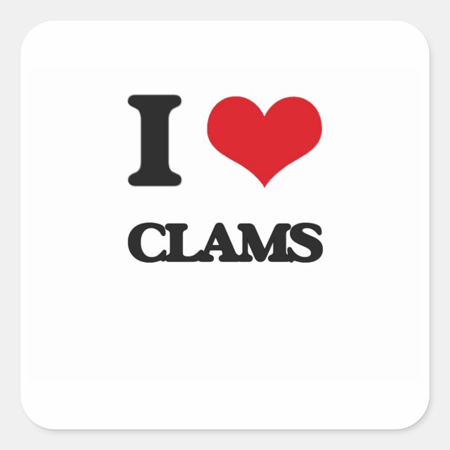 I Love Clams Square Sticker (Front)
