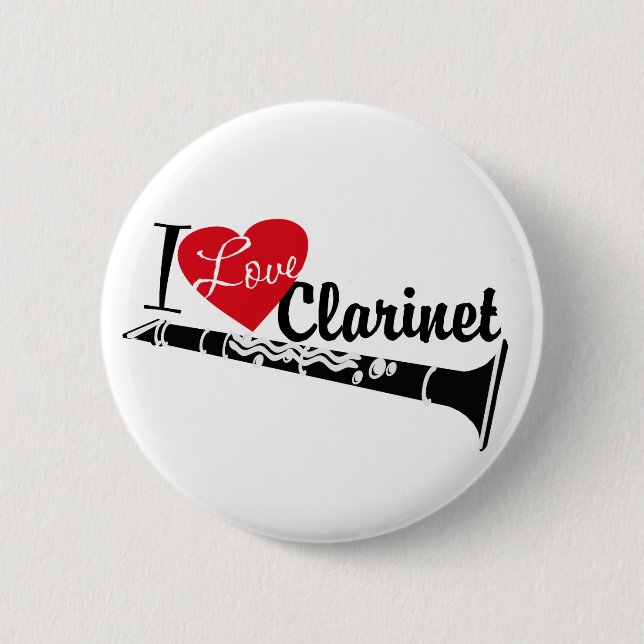 I Love Clarinet 2 Inch Round Button (Front)