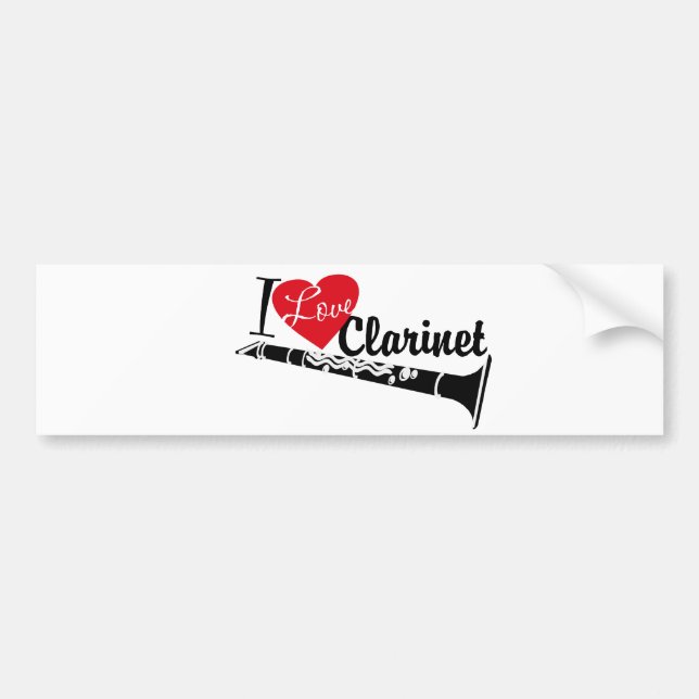 I Love Clarinet Bumper Sticker (Front)