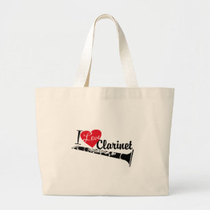 I Love Clarinet Large Tote Bag