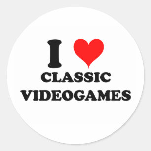 I Love Classic Videogames Round Sticker