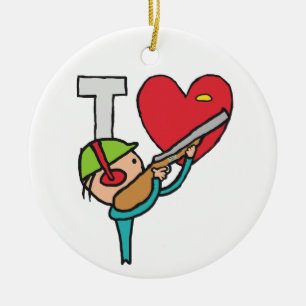 I Love Clay Pigeon Shooting Ceramic Ornament