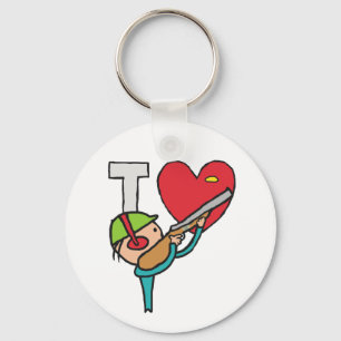 I Love Clay Pigeon Shooting Keychain