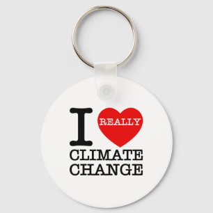I Love Climate Change Heart Glol Warming Funny Ear Keychain