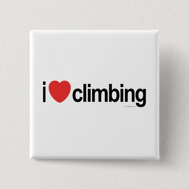 I Love Climbing 2 Inch Square Button (Front)