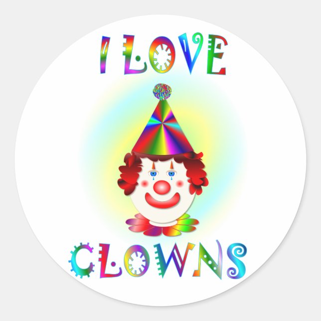I Love Clowns Classic Round Sticker (Front)