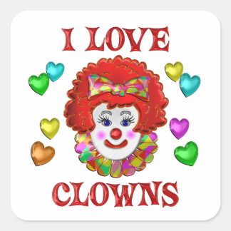 I LOVE CLOWNS SQUARE STICKER