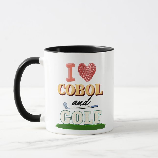 I Love Cobol Programming and Golf T-Shirt Mug (Left)
