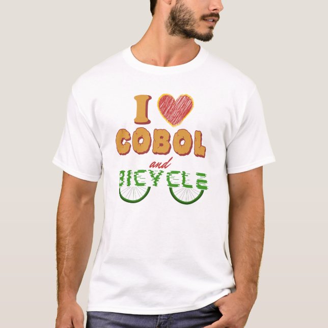I Love Cobol Programming and The Bicycle T-Shirt (Front)