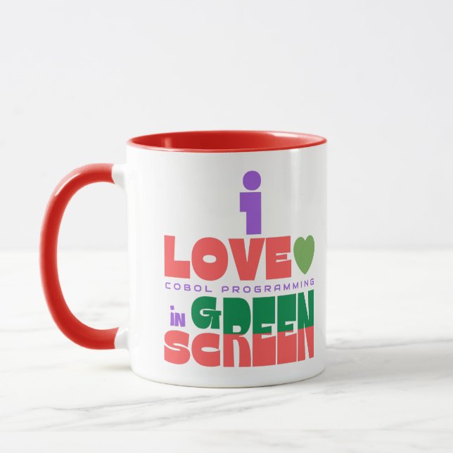 I Love Cobol Programming in Green Screen Mug (Left)