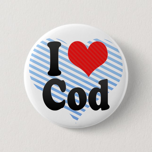 I Love Cod 2 Inch Round Button (Front)