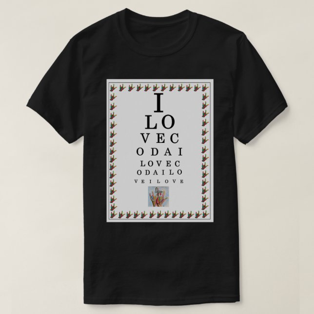 I LOVE CODA Eye Chart T-Shirt (Design Front)