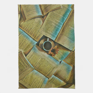 I love coffee and books kitchen towel
