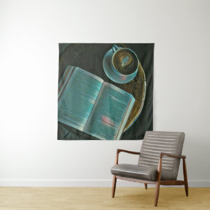 I love coffee and books tapestry