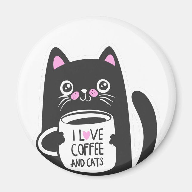 I love coffee and cats - Choose background color Magnet (Front)