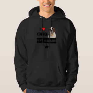 I Love Coffee And My St Bernard Mom Dad Dog Anima Hoodie