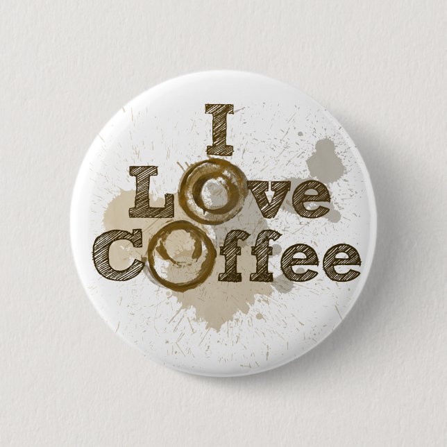 I Love Coffee Art Caffeine 2 Inch Round Button (Front)