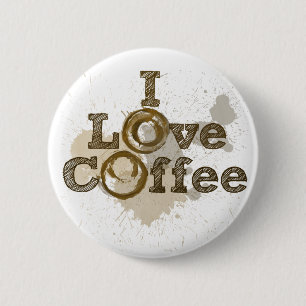 I Love Coffee Art Caffeine 2 Inch Round Button