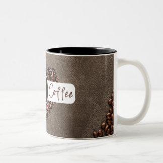 "I Love Coffee" Avec Coffee Beans Heart Mug