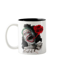 I Love Coffee Crazy Laughing Zombie Clown