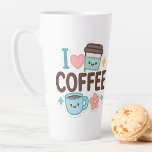I Love Coffee Cute Kawaii Sticker – Adorable Coffe Latte Mug