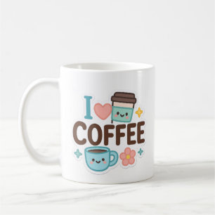 I Love Coffee Cute Kawaii Sticker – Adorable Coffe Mug