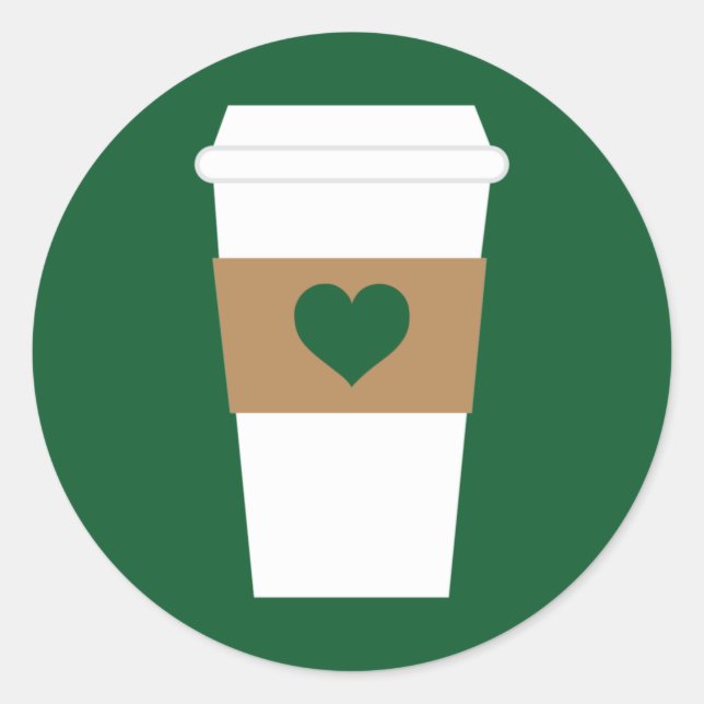 I Love Coffee Disposable Coffee Cup Classic Round Sticker (Front)