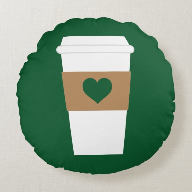 I Love Coffee Disposable Coffee Cup Round Pillow (Front)