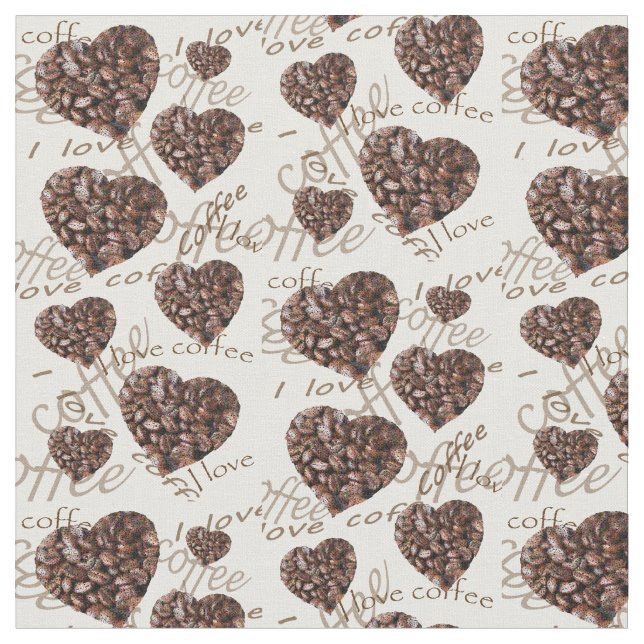 I Love Coffee Fabric (Close Up)