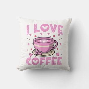 I Love Coffee - Funny Coffee Drinker Caffeine Addi Throw Pillow