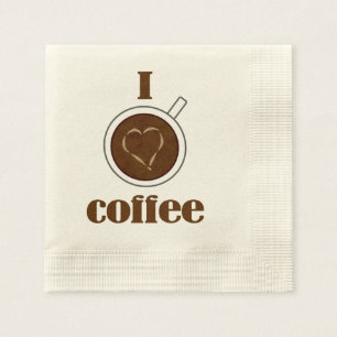 I Love Coffee Latte Heart Paper Napkins