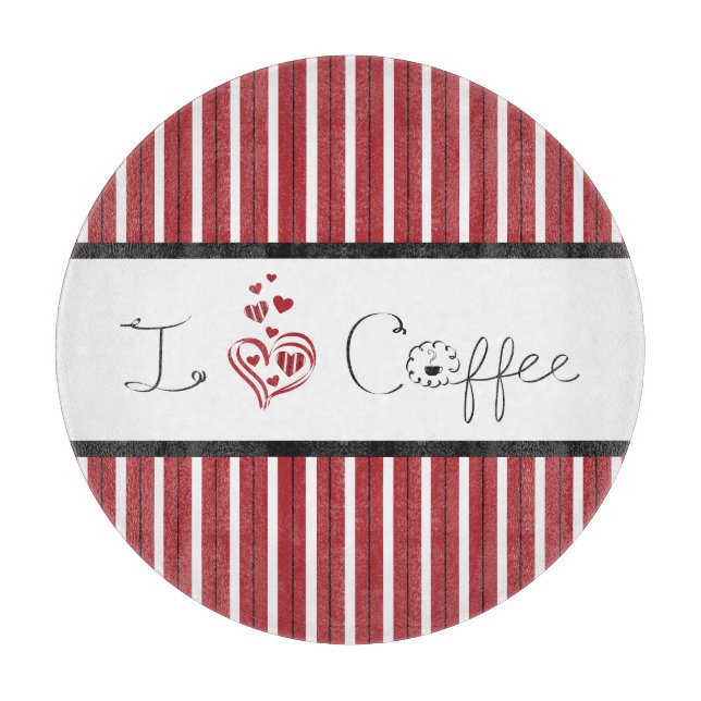 I Love Coffee Letter Art Cutting Board (Front)