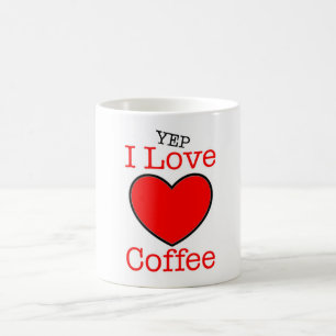 I Love Coffee Mug Heart Design Red Black