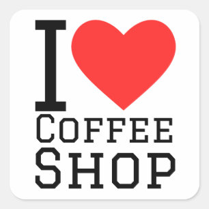 I love coffee shop square sticker