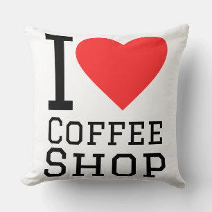 I love coffee shop throw pillow