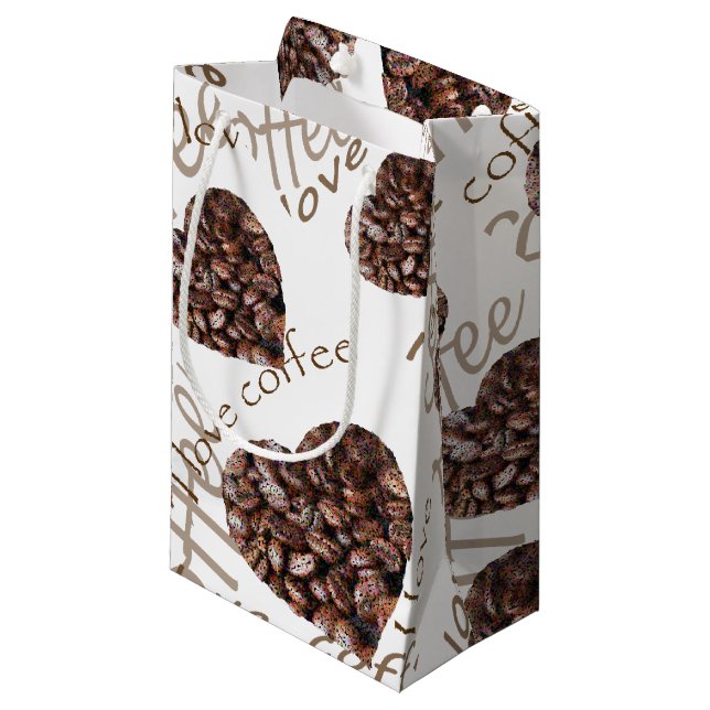 I Love Coffee!! Small Gift Bag (Front Angled)