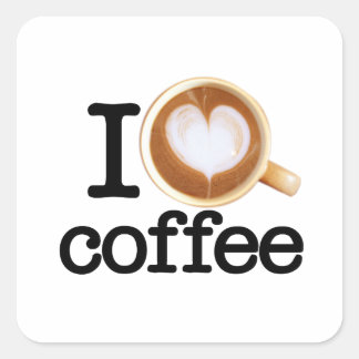 I Love Coffee Square Sticker
