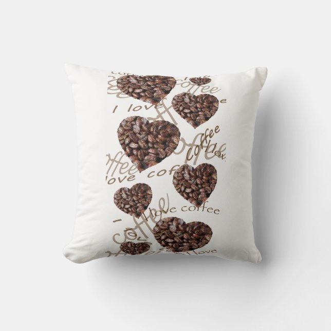 I Love Coffee! Throw Pillow (Front)