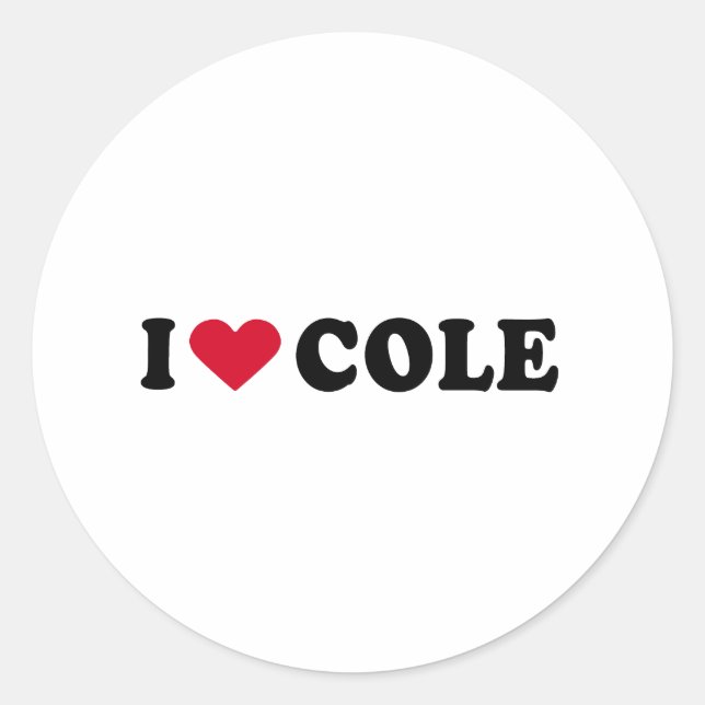 I LOVE COLE CLASSIC ROUND STICKER (Front)