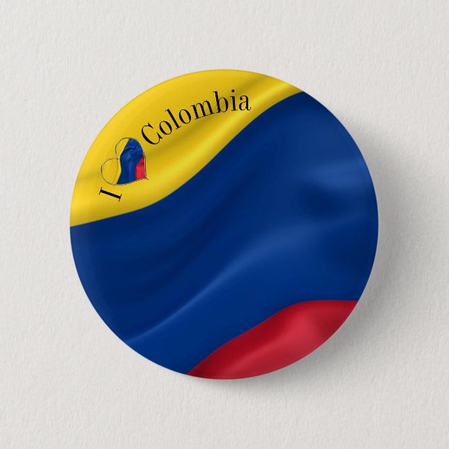 I Love Colombia Flag 2 Inch Round Button (Front)