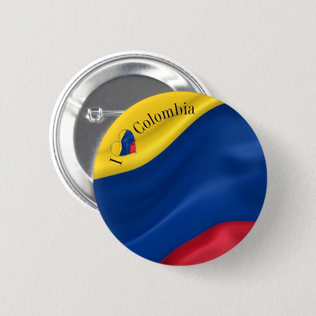 I Love Colombia Flag 2 Inch Round Button (Front & Back)