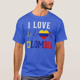 I Love Colombia Flag Camiseta Heartbeat Pride Men  T-Shirt