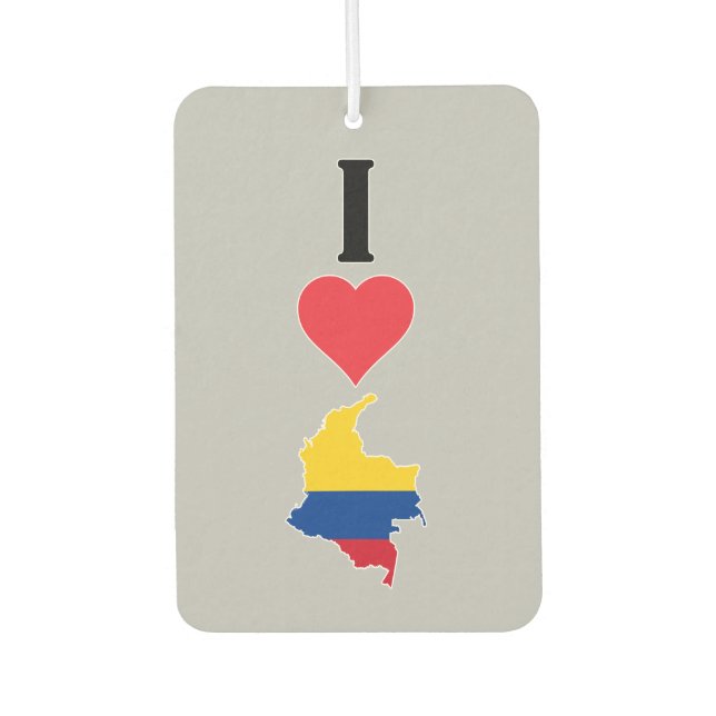 I Love Colombia Vertical I Heart Country Flag Map Air Freshener (Front)