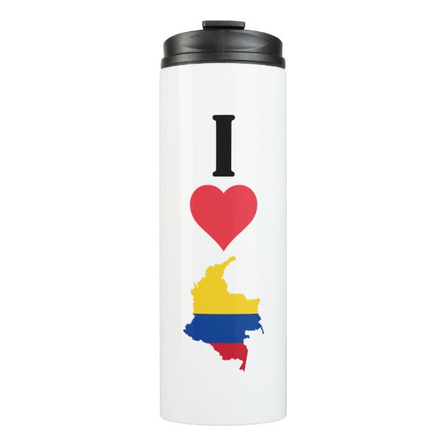 I Love Colombia Vertical I Heart Country Flag Map Thermal Tumbler (Front)