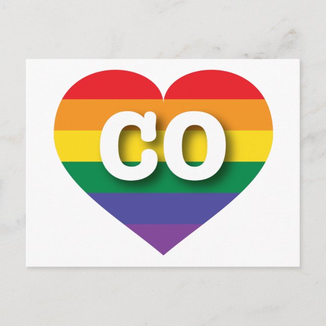 I Love Colorado Rainbow Heart Postcard (Front)