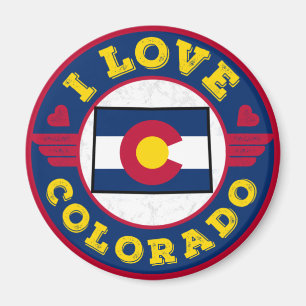 I Love Colorado State Map and Flag Magnet