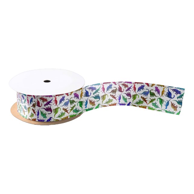 I Love Colourful Dinosaurs Ribbon Satin Ribbon (Spool)