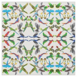 I Love Colourful Parrots Fabric