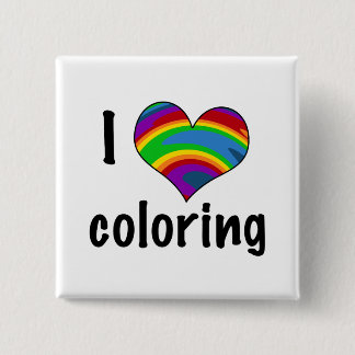 I Love Colouring Rainbow Heart Design 2 Inch Square Button